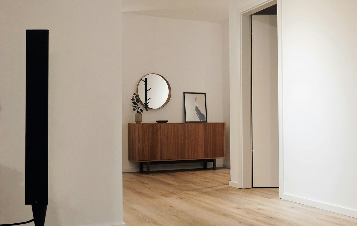 Empty new-build apartment with bare white walls