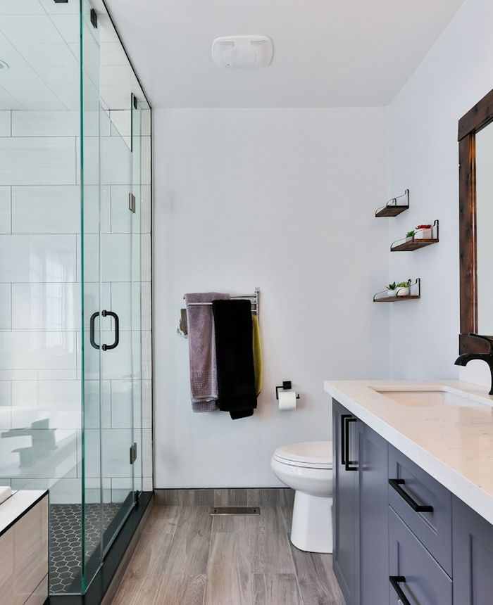 Modern bathroom with walk-in shower