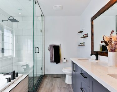 Modern bathroom with walk-in shower
